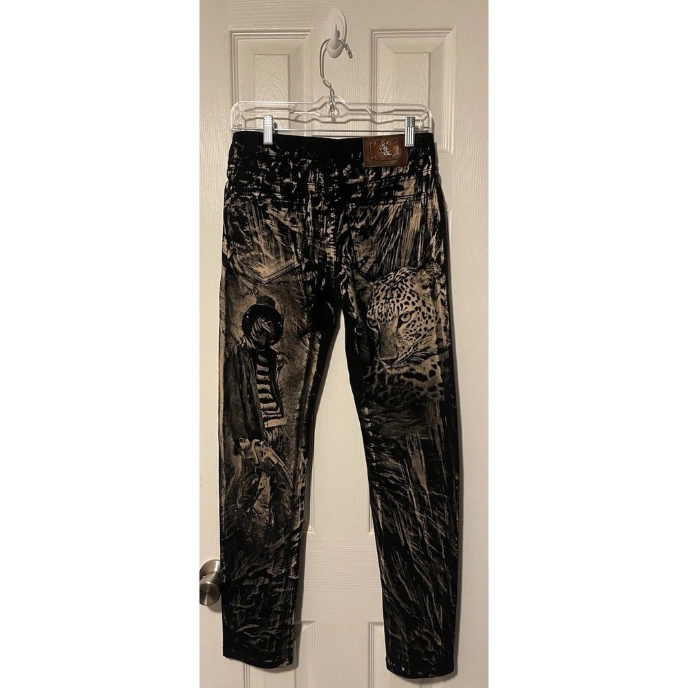 Kulangbuluo Pants Women's Size 30 Waist Black And Graphic Designs Tiger Print